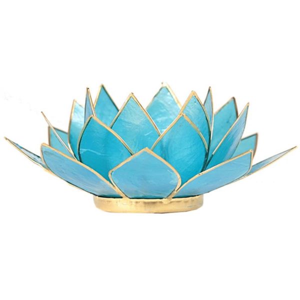Teelichthalter Lotus blau 5. Chakra