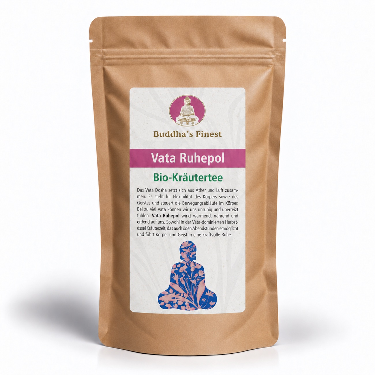 Buddha’s Finest Vata Ruhepol Bio-Kräutertee im Doypack