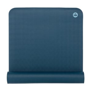 Yogamatte EcoPro 4 mm aus Naturkautschuk in Ozean, teilweise eingerollt