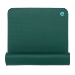 Yogamatte EcoPro Diamond 6 mm aus Naturkautschuk in Jungle Green, teilweise eingerollt