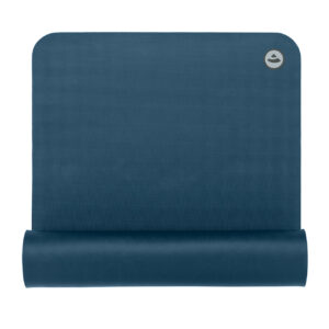 Yogamatte EcoPro Diamond 6 mm aus Naturkautschuk in Ozean, teilweise eingerollt