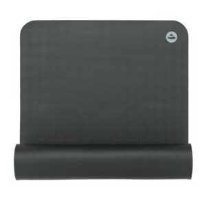Yogamatte EcoPro Diamond 6 mm aus Naturkautschuk in Schiefergrau, teilweise eingerollt