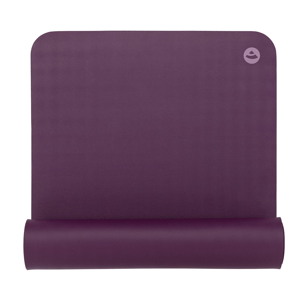Yogamatte EcoPro Diamond 6 mm aus Naturkautschuk in Violett, teilweise eingerollt