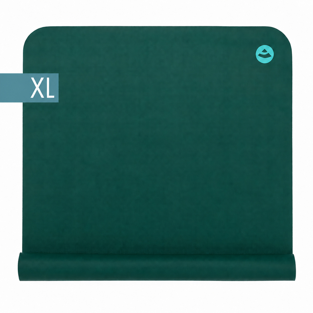 Grüne EcoPro Travel XL Yogamatte in Jungle Green, teilweise eingerollt mit XL-Kennzeichnung und bodhi Logo